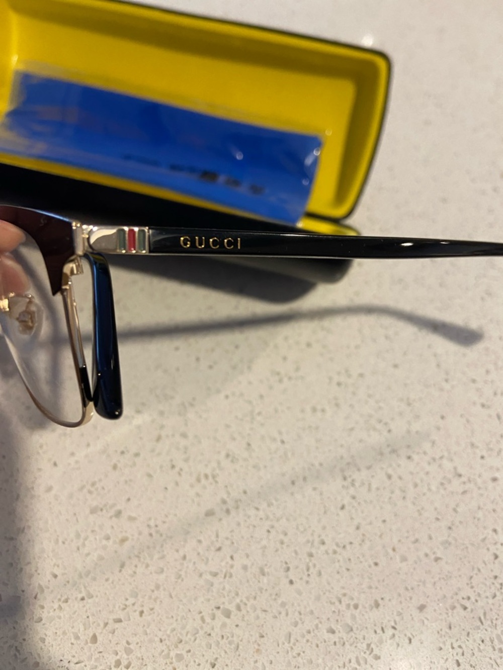 Gucci GG0130OZ 001 Elegant Black and Gold Eyewear - Picture 7 of 9